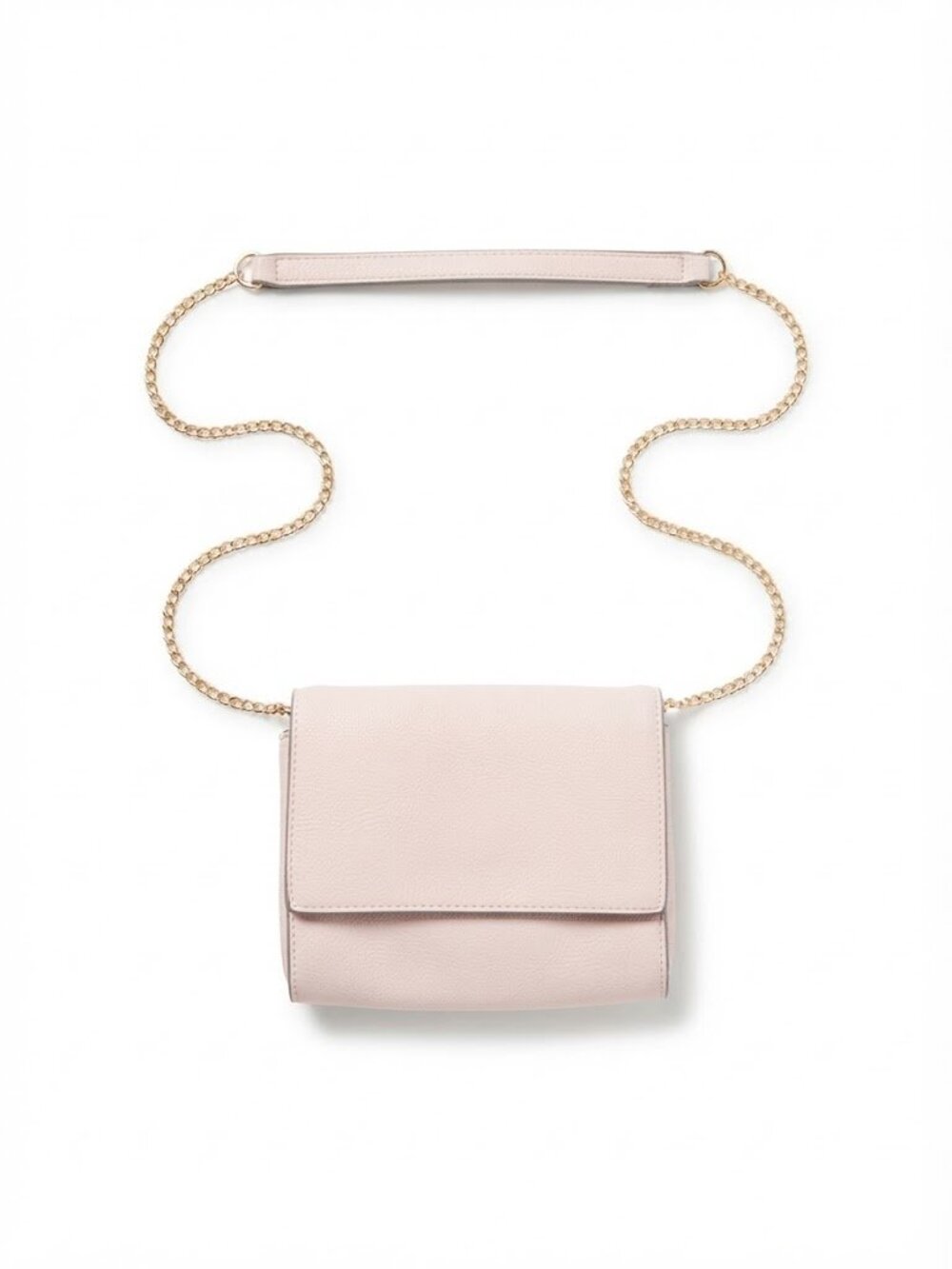 Light Pink Crossbody Bag with Gold Chain Strap